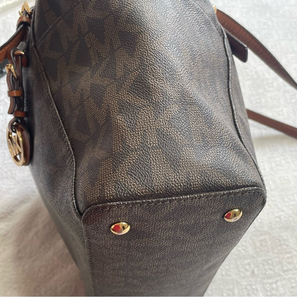 Michael Kors Brown MK Monogram Tote Bag~ Sophisticated Casual - Picture 8 of 15